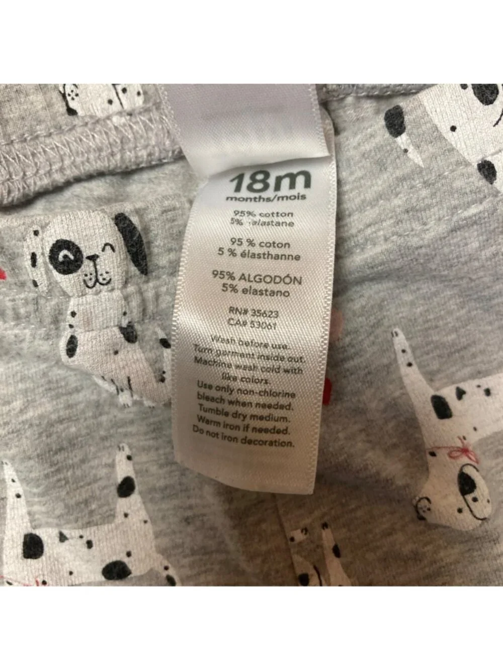 Carter's Leggings Pants Toddler 18m Dalmatians Dogs Gray White